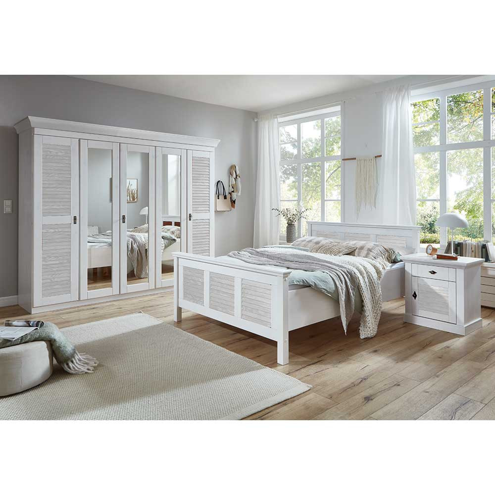 Schlafzimmermöbel Landhaus Set - Mira (Vierteilig) in Schlafzimmer Weiß
